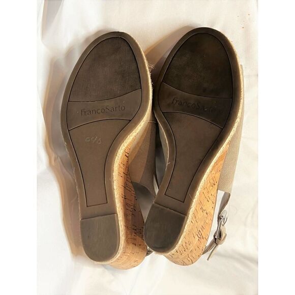 Franco Sarto Women's Julien Wedge Sandal Beige‎ Suede Espadrille Size 9M - Picture 4 of 5